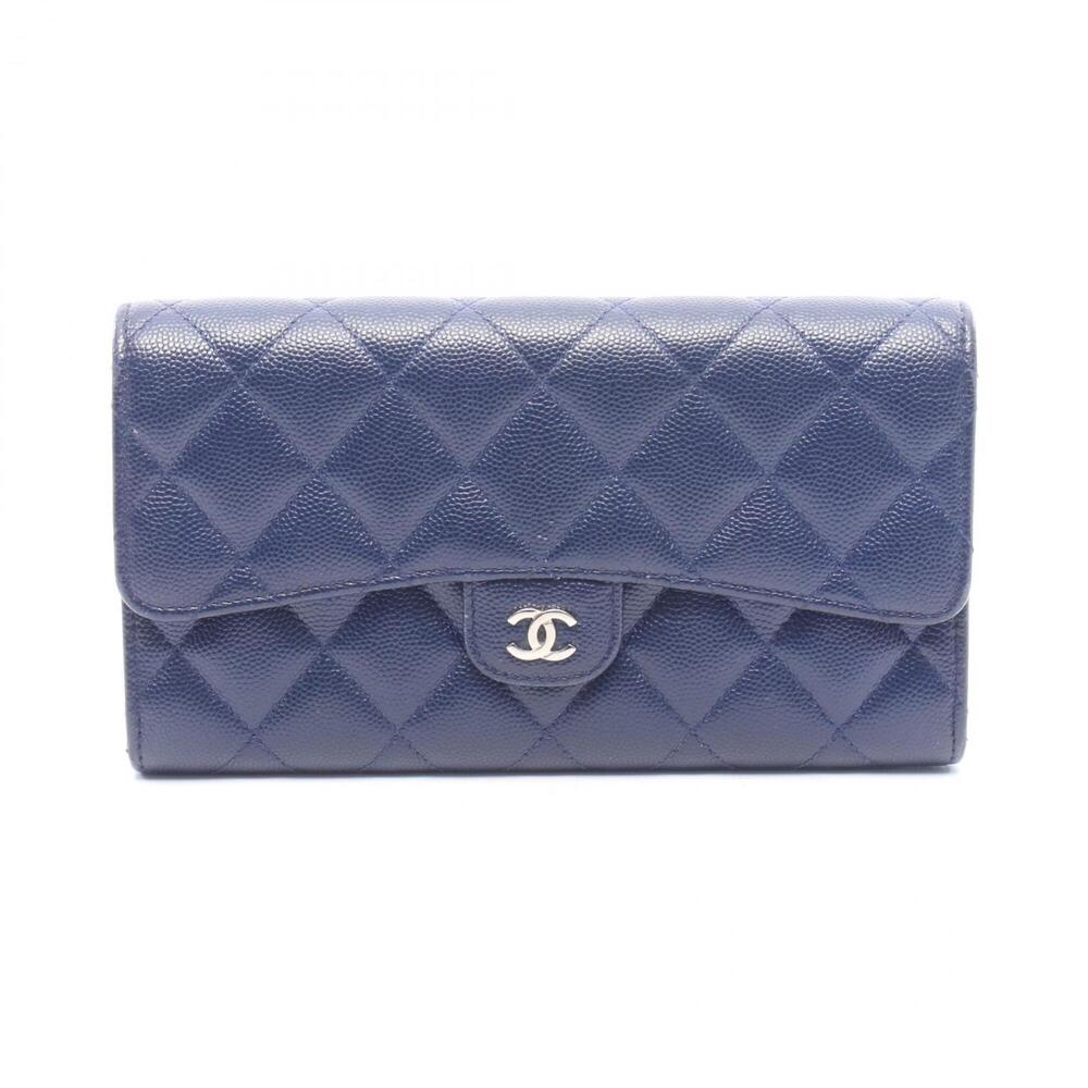Chanel Matelassé Bi-fold Long Wallet, Caviar Leather (Grained Calfskin), Wome...
